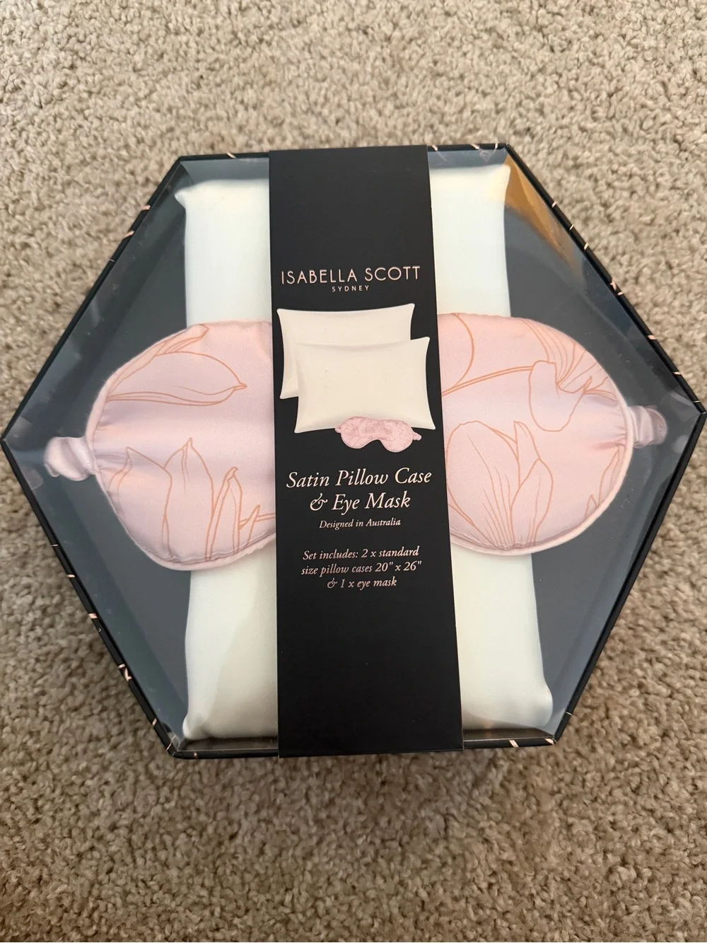 Satin Pillow Case & Eye Mask Set - Pink